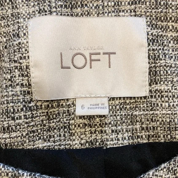 LOFT Gray Tweed Jacket Blazer With Offset Hidden Zipper - Picture 3 of 11